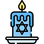 An icon of a blue candle with a star of David on it