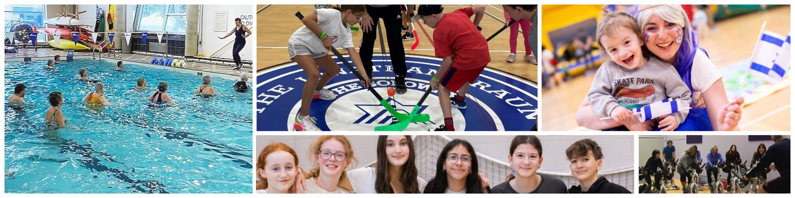 A collage of photos of community members engaging in various activities at a community centre.